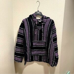 CUAMATZI MEXICAN TEXTILES Men’s Purple Striped Serape Jacket L